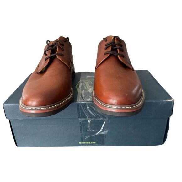 Florsheim Brown Leather Plain Toe Derby Oxford Mens 9M Lace Up Dress Shoes main image 9